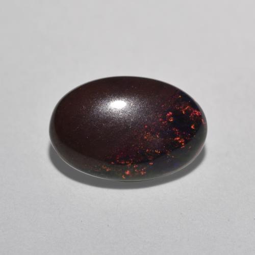 Opale cioccolato naturale multicolore da 0,80 ct, taglio ovale, traslucido