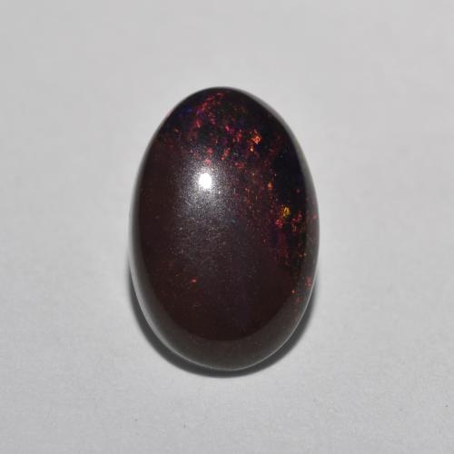 Opale cioccolato naturale multicolore da 0,80 ct, taglio ovale, traslucido