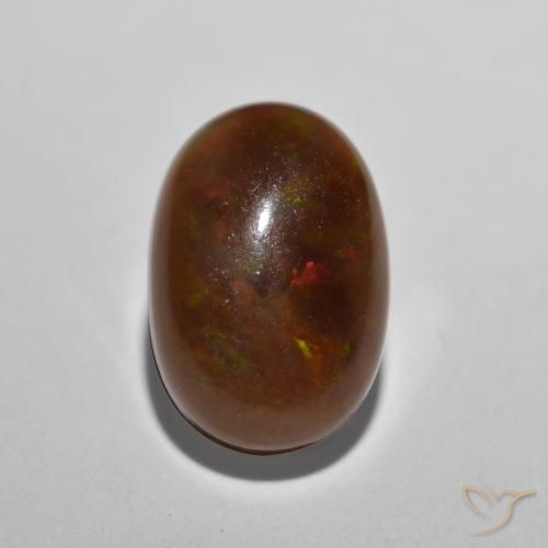 1.17ct Naturale Multicolore Opale cioccolato, Ovale, Traslucido
