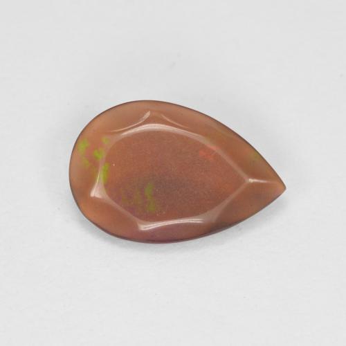 Opale cioccolato naturale multicolore da 0,48 ct, taglio a pera, traslucido