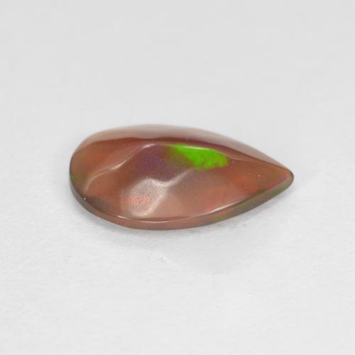 Opale cioccolato naturale multicolore da 0,48 ct, taglio a pera, traslucido