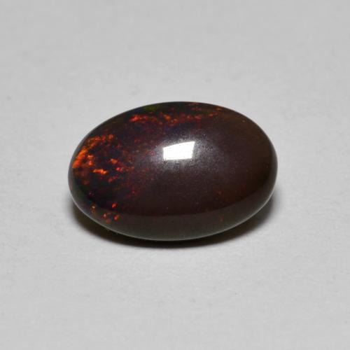 Opale cioccolato naturale multicolore da 0,80 ct, taglio ovale, traslucido