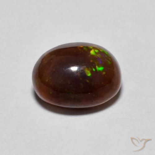 0.80ct Naturale Multicolore Opale cioccolato, Ovale, Traslucido