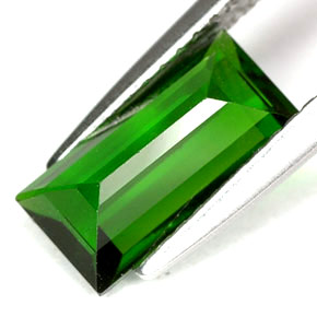 Diopside cromifero naturale verde da 1,65 ct, baguette, VVS-VS