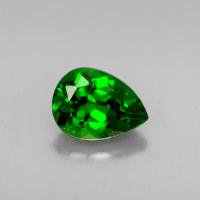 Diopside cromifero naturale verde da 0,77 ct, taglio a pera, VS-SI
