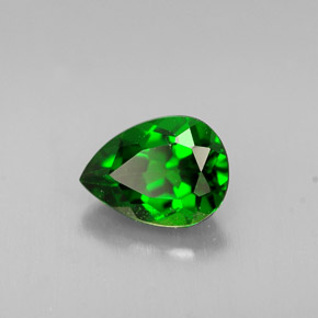 Diopside cromifero naturale verde da 0,77 ct, taglio a pera, VS-SI