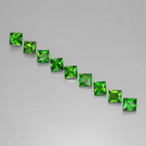 Diopside cromifero naturale verde da  ct, quadrato, VVS-VS