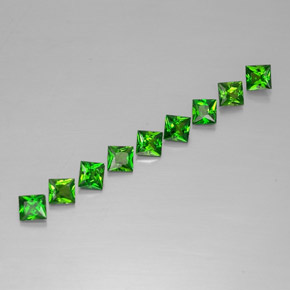 Diopside cromifero naturale verde da  ct, quadrato, VVS-VS