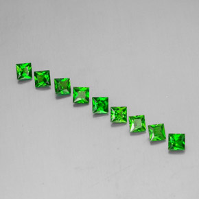Diopside cromifero naturale verde da  ct, quadrato, VVS-VS