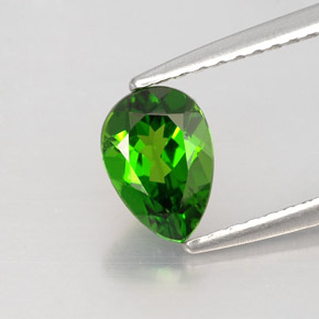 Diopside cromifero naturale verde da 0,79 ct, taglio a pera, VVS-VS