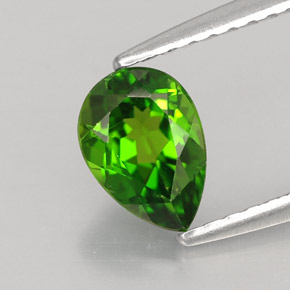 Diopside cromifero naturale verde da 0,80 ct, taglio a pera, VVS-VS