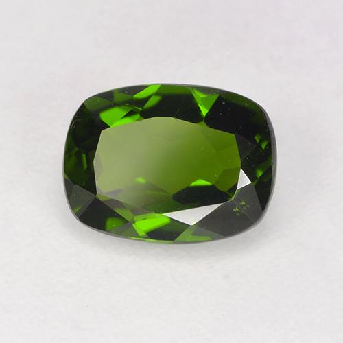 Diopside di cromo Verde scuro naturale da 1.30 ct, Taglio a cuscino, VVS-VS