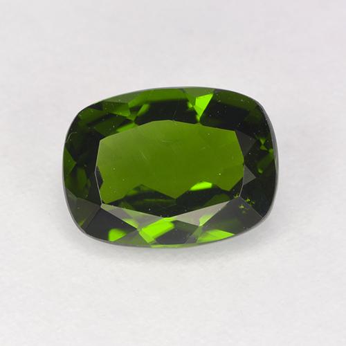 Diopside di cromo Verde scuro naturale da 1.30 ct, Taglio a cuscino, VVS-VS