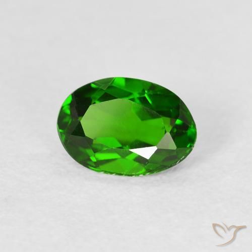 Diopside di cromo Verde intenso naturale da 0.86 ct, Ovale, VVS-VS