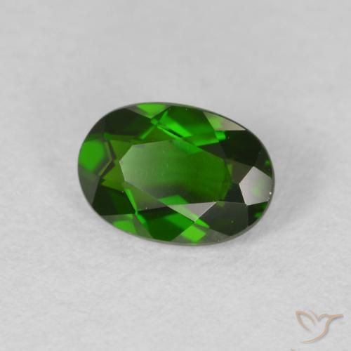 Diopside di cromo Verde scuro naturale da 0.89 ct, Ovale, VVS-VS