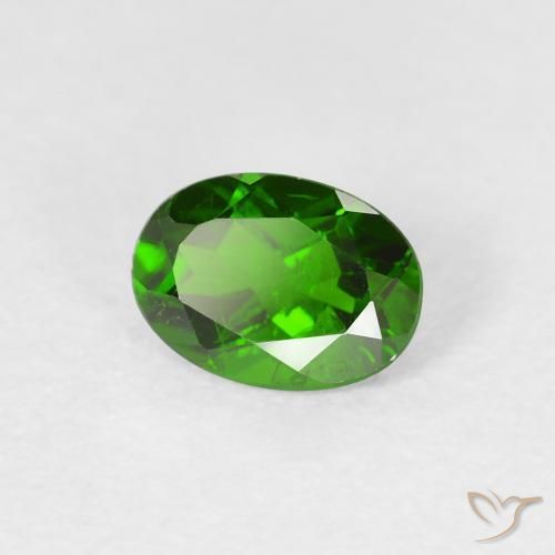 Diopside di cromo Verde intenso naturale da 0.86 ct, Ovale, VS-SI
