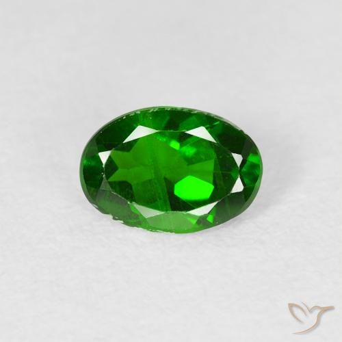 0.74ct Naturale Luminoso verde foresta Diopside di cromo, Ovale, VS