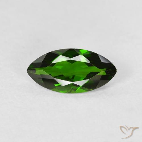1.14ct Naturale Medium Dark-Green Diopside di cromo, Taglio marquise, VS-SI