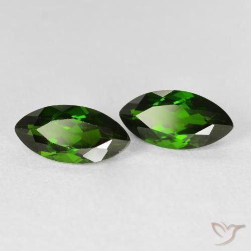 Gemme di Diopside di cromo Medium Dark-Green naturale da 2.79 ct, Taglio marquise, VS-SI