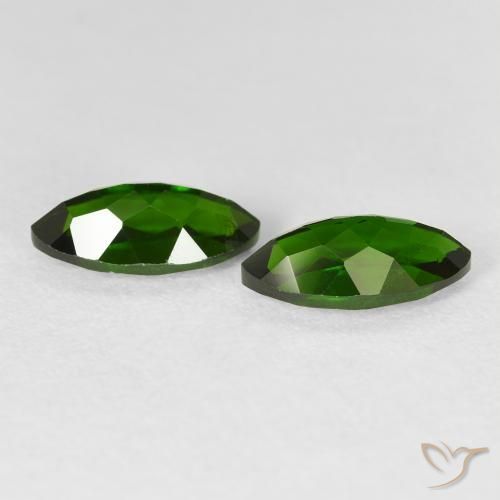 Gemme di Diopside di cromo Medium Dark-Green naturale da 2.79 ct, Taglio marquise, VS-SI