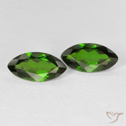 Gemme di Diopside di cromo Medium Dark-Green naturale da 2.35 ct, Taglio marquise, VS-SI