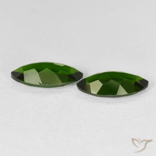 Gemme di Diopside di cromo Medium Dark-Green naturale da 2.35 ct, Taglio marquise, VS-SI