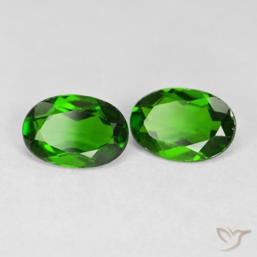 Gemme di Diopside di cromo Luminoso verde foresta naturale da 1.35 ct, Ovale, VS