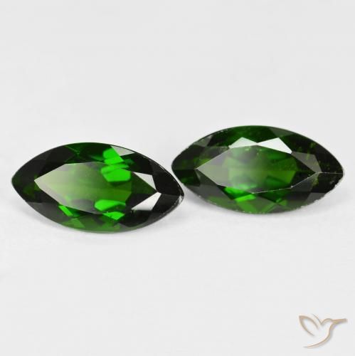 Gemme di Diopside di cromo Verde scuro naturale da 2.72 ct, Taglio marquise, VS