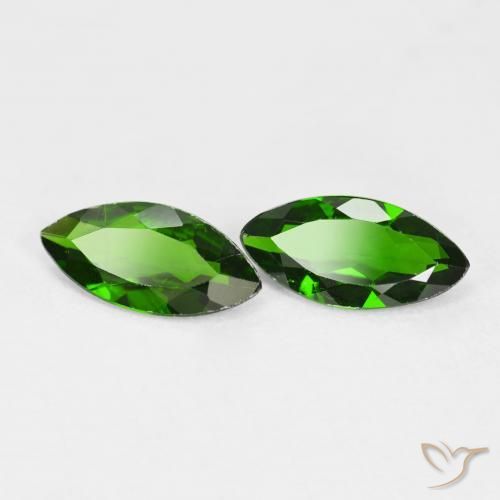 Gemme di Diopside di cromo Medium Dark-Green naturale da 1.67 ct, Taglio marquise, VS