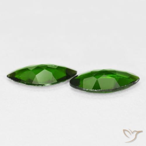Gemme di Diopside di cromo Medium Dark-Green naturale da 1.67 ct, Taglio marquise, VS