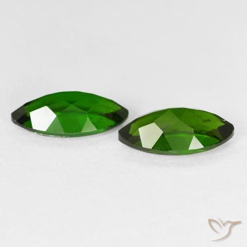 Gemme di Diopside di cromo Medium Dark-Green naturale da 2.58 ct, Taglio marquise, VS
