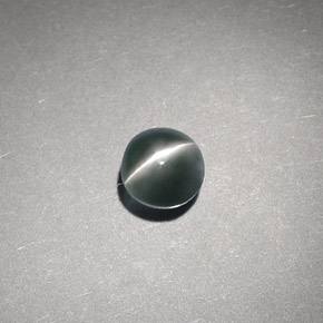 Chrysoberyl cat's eye naturale verde da 0,65 ct, taglio rotondo, traslucido