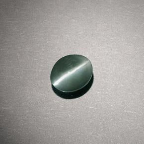 Chrysoberyl cat's eye naturale verde da 0,80 ct, taglio ovale, traslucido