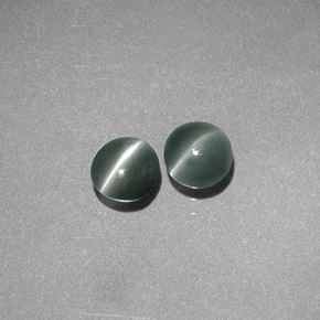 Chrysoberyl cat's eye naturale verde da  ct, taglio rotondo, traslucido