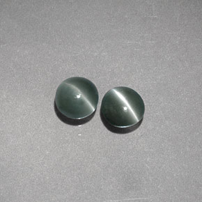 Chrysoberyl cat's eye naturale verde da  ct, taglio rotondo, traslucido