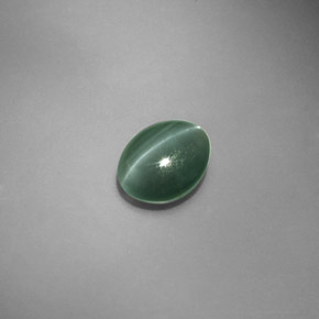 Chrysoberyl cat's eye naturale verde da 1,45 ct, taglio ovale, traslucido