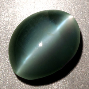 Chrysoberyl cat's eye naturale verde da 2,48 ct, taglio ovale, opaco