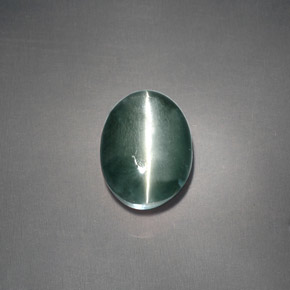 Chrysoberyl cat's eye naturale verde da 3,05 ct, taglio ovale, opaco