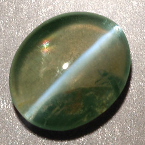 Chrysoberyl cat's eye naturale verde da 0,92 ct, trasparente, trasparente/traslucido