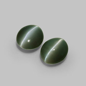 Chrysoberyl cat's eye naturale verde da  ct, taglio ovale, traslucido