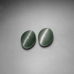 Chrysoberyl cat's eye naturale verde da  ct, taglio ovale, opaco