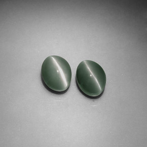 Chrysoberyl cat's eye naturale verde da  ct, taglio ovale, opaco
