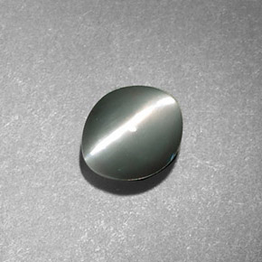Crisoberillo effetto occhio di gatto Verde naturale da 0.88 ct, Taglio ovale, Opaco