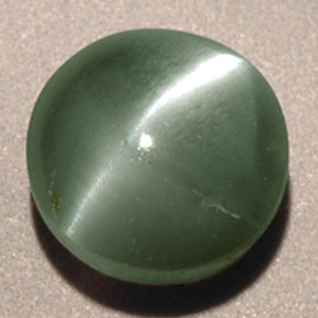 Crisoberillo effetto occhio di gatto Verde naturale da 0.85 ct, Taglio rotondo, Traslucido