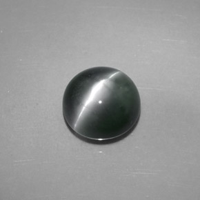 Chrysoberyl cat's eye naturale verde da 4,08 ct, taglio rotondo, opaco