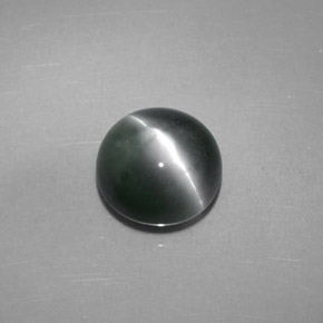 Chrysoberyl cat's eye naturale verde da 4,08 ct, taglio rotondo, opaco