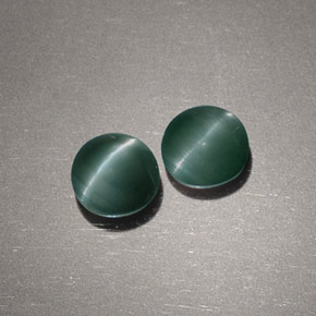 Chrysoberyl cat's eye naturale verde da  ct, taglio rotondo, opaco