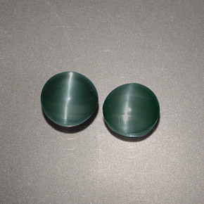 Chrysoberyl cat's eye naturale verde da  ct, taglio rotondo, opaco