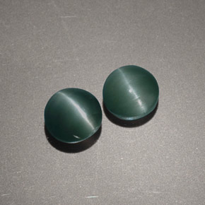 Chrysoberyl cat's eye naturale verde da  ct, taglio rotondo, opaco