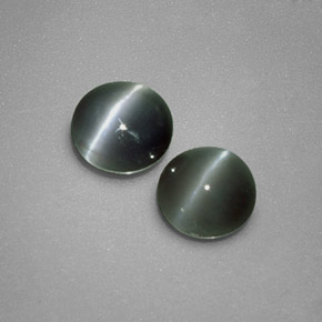 Chrysoberyl cat's eye naturale verde da  ct, taglio rotondo, opaco